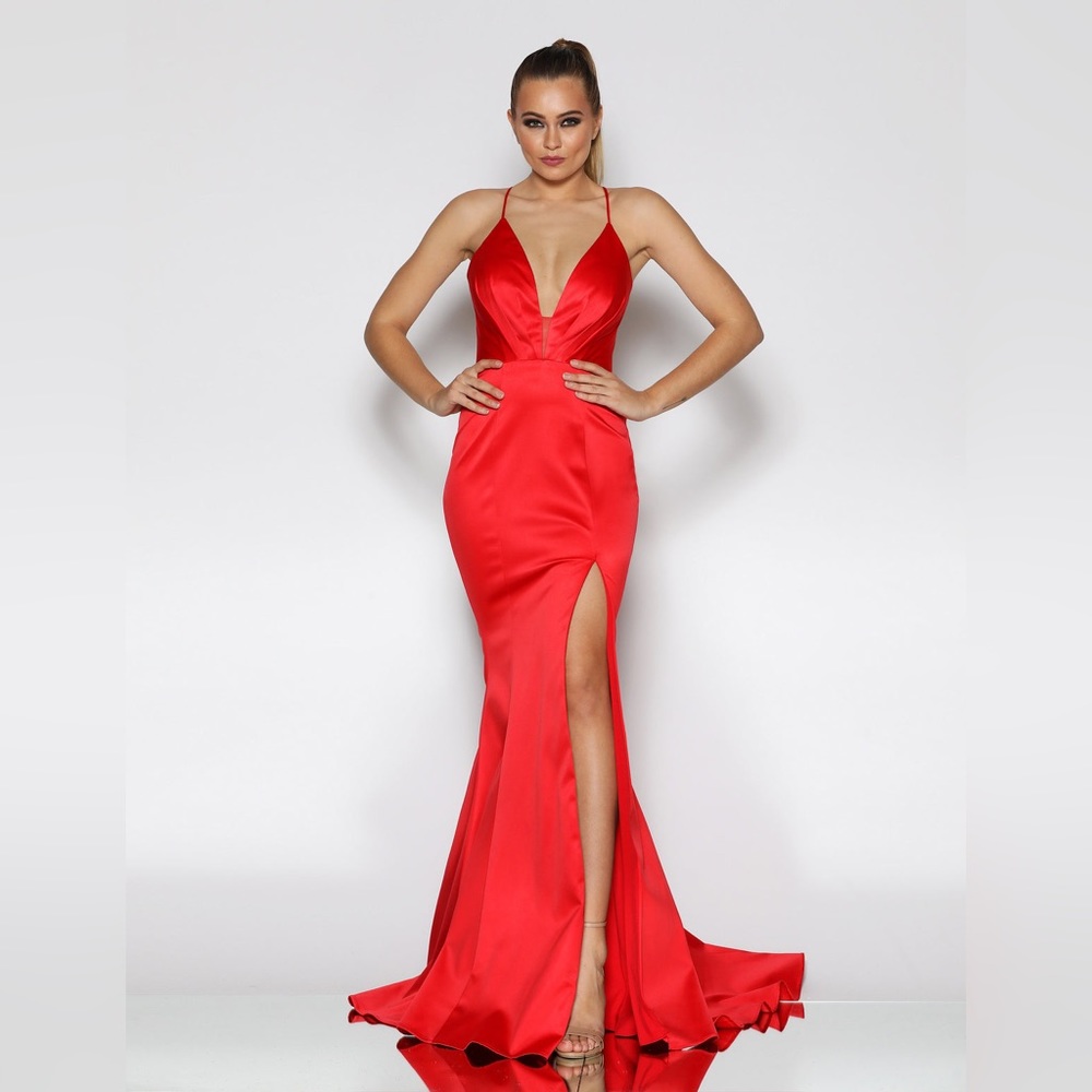 JADORE ATHENA GOWN - COLOR RED - SIZE 8 ALTERED TO FIT ME (SIZE 4)
